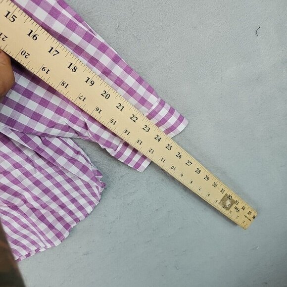 Michael Kors Dress Shirt Mens Size 16.5 Purple/White Check 100% Cotton Designer - Picture 6 of 8